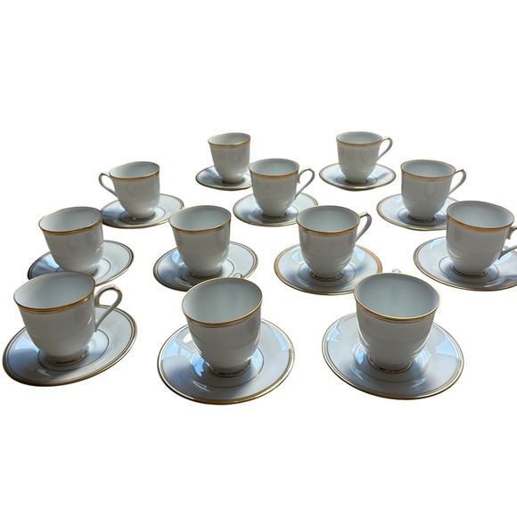 Noritake Allison VINTAGE 2610 Coffee Pot 12 Cups/Saucers Set Gold Trim Japan